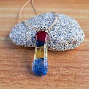 Fused Glass Multicolor Pendant, Fused Glass Jewelry